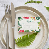 Tropische bloemen en bladeren Elegante bruiloft Bedankkaart