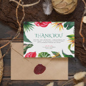 Tropische bloemen en bladeren Elegante bruiloft Bedankkaart