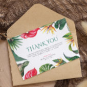Tropische bloemen en bladeren Elegante bruiloft Bedankkaart