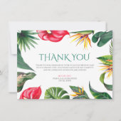 Tropische bloemen en bladeren Elegante bruiloft Bedankkaart (Voorkant)