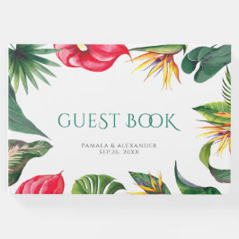 Tropische bloemen en bladeren Elegante bruiloft Gastenboek