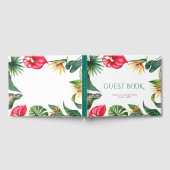 Tropische bloemen en bladeren Elegante bruiloft Gastenboek (Volledig)