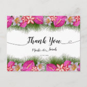 Tropische bloemen en bladeren kalligrafie Dank u Briefkaart (Voorkant)