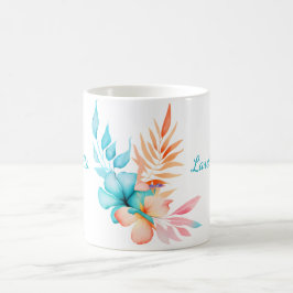 Tropische bloemen en bladeren koffiemok