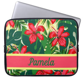 Tropische bloemen en bladeren laptop sleeve