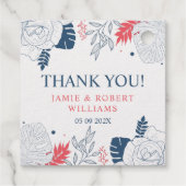 Tropische bloemen en bladeren lijst bedankjes labels (Achterkant)