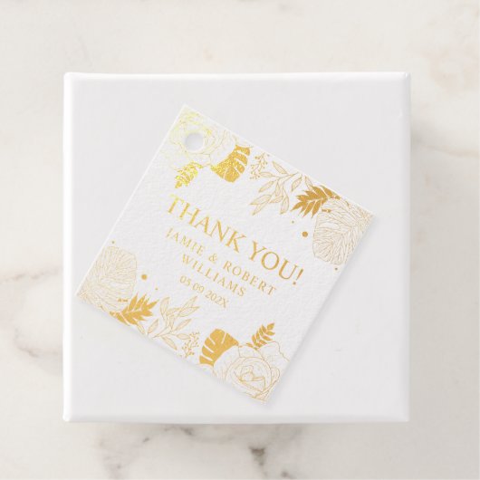 Tropische bloemen en bladeren lijst bedankjes labels (Met doos)