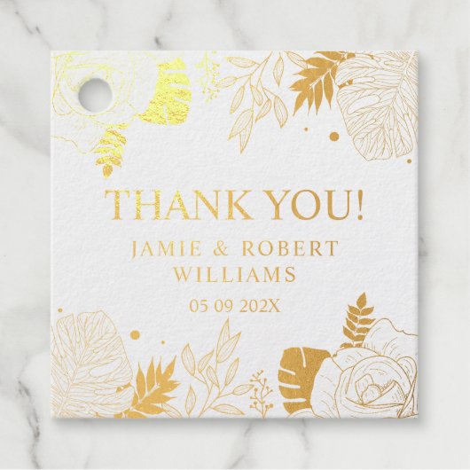 Tropische bloemen en bladeren lijst bedankjes labels (Voorkant)