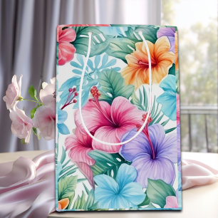 Tropische Bloemen en Bladeren Medium Cadeauzakje