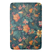 Tropische bloemen en bladeren met botervliegen badmat (Voorkant Verticaal)