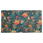 Tropische bloemen en bladeren met botervliegen kussensloop (Voorkant-Rechts)