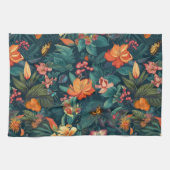 Tropische bloemen en bladeren met botervliegen theedoek (Horizontaal)