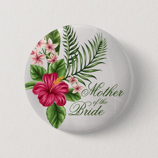 Tropische bloemen en bladeren Moeder van de Bride Ronde Button 5,7 Cm (Voorkant)