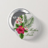 Tropische bloemen en bladeren Moeder van de Bride Ronde Button 5,7 Cm (Voorkant /achterkant)