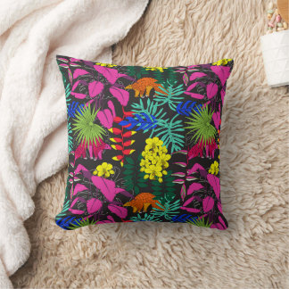 Tropische bloemen en bladeren Pangolin Pattern Kussen
