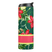 Tropische bloemen en bladeren thermosbeker (Gedraaid links)