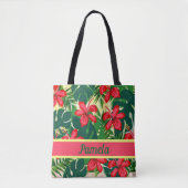 Tropische bloemen en bladeren tote bag (Voorkant)
