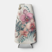 Tropische bloemen en bladeren waterverf flesjeskoeler (Voorkant)