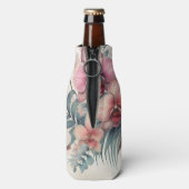 Tropische bloemen en bladeren waterverf flesjeskoeler (Fles Achterkant)