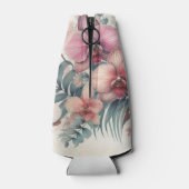 Tropische bloemen en bladeren waterverf flesjeskoeler (Achterkant)