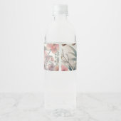 Tropische bloemen en bladeren waterverf waterfles etiket (Achterkant)