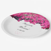 Tropische bloemen en bruiloft met hart papieren bordje (Gekanteld)