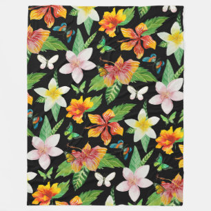 Tropische bloemen en buiken patroon fleece deken