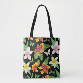 Tropische bloemen en buiken patroon tote bag