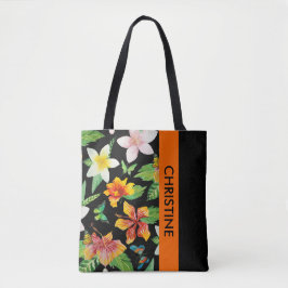 Tropische bloemen en buiken patroon tote bag