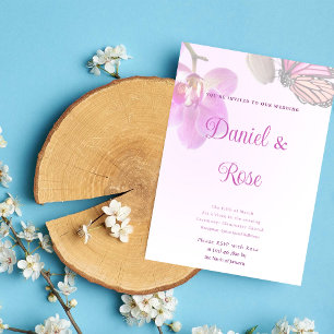 Tropische bloemen en Butterflies Weddenschap Kaart