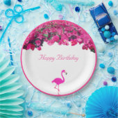 Tropische bloemen en flamingo Birthday Papieren Bordje (Feest)