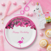Tropische bloemen en flamingo Birthday Papieren Bordje (Feest)