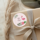 Tropische bloemen en Flamingo bruiloft Ronde Sticker