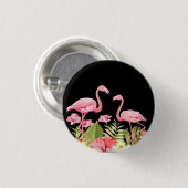 Tropische bloemen en flamingo's-32146 ronde button 3,2 cm (Voorkant /achterkant)