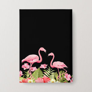 Tropische Bloemen en Flamingo's Ontwerp Button