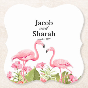 Tropische Bloemen en Flamingo's Ontwerp Kartonnen Onderzetters