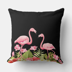 Tropische Bloemen en Flamingo's Ontwerp Kussen
