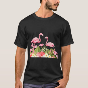 Tropische Bloemen en Flamingo's Ontwerp T-shirt