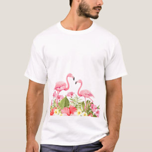 Tropische Bloemen en Flamingo's Ontwerp T-shirt