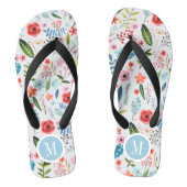 Tropische bloemen en flessenpatroon van luiers teenslippers (Voetbed)
