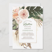 Tropische bloemen en gedroogde palmbladdoop kaart (Voorkant)