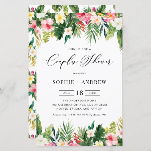 Tropische bloemen en Greenery Couples Shower (Voorkant / Achterkant)