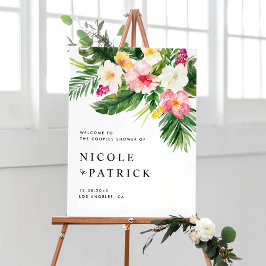 Tropische bloemen en Greenery Couples Shower Poster