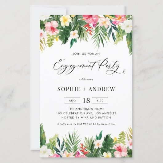 Tropische bloemen en Greenery Engagement Party (Voorkant)