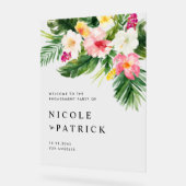 Tropische bloemen en Greenery Engagement Party Acryl Bord (Hoek)