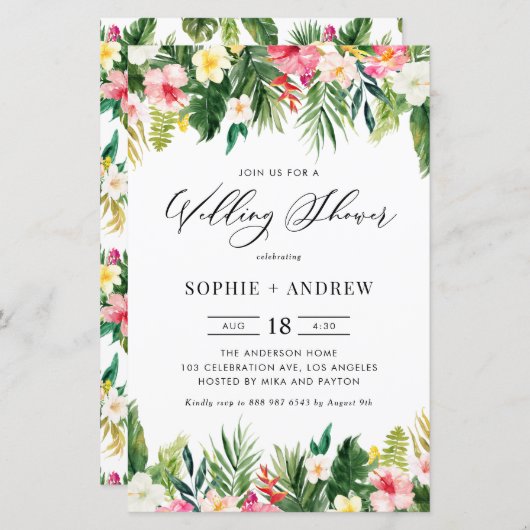 Tropische bloemen en Greenery Wedding Shower (Voorkant / Achterkant)