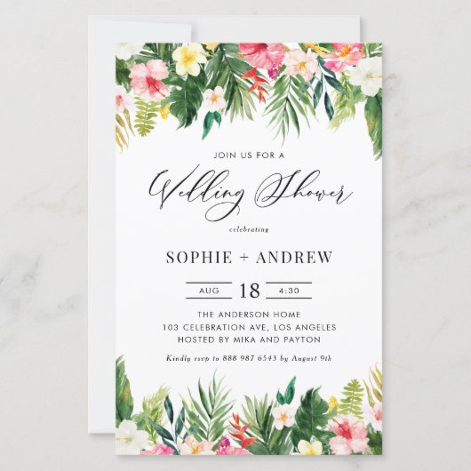 Tropische bloemen en Greenery Wedding Shower (Voorkant)