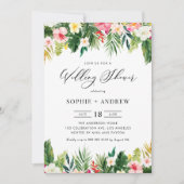 Tropische bloemen en Greenery Wedding Shower Kaart (Voorkant)