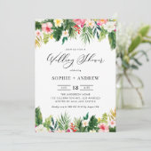 Tropische bloemen en Greenery Wedding Shower Kaart (Staand voorkant)