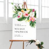 Tropische bloemen en Greenery Wedding Shower Poster